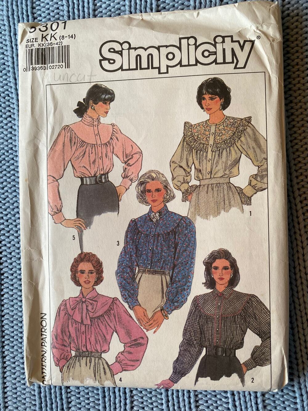 Simplicity 8301 pattern Blouse button down country size 8-14